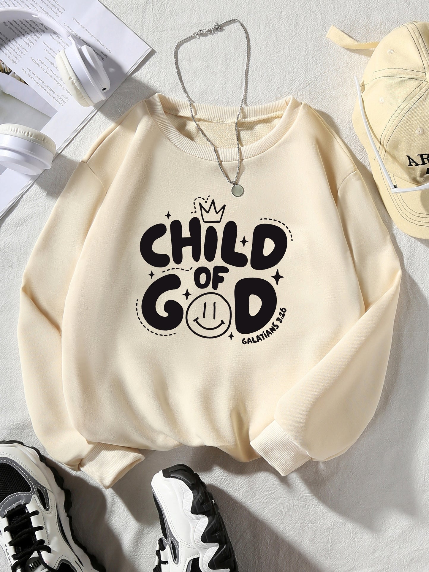 Child Of God Youth Christian Pullover Sweatshirt claimedbygoddesigns