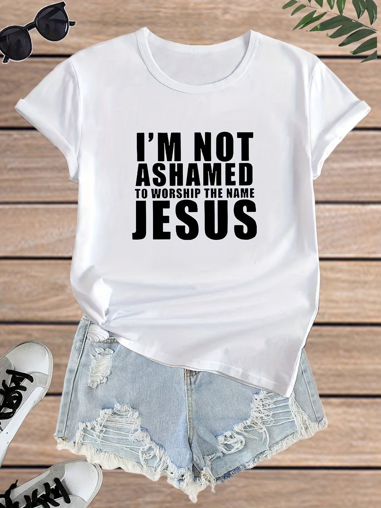 I'm Not Ashamed To Worship The Name Jesus Plus Size Women's Christian T-shirt claimedbygoddesigns