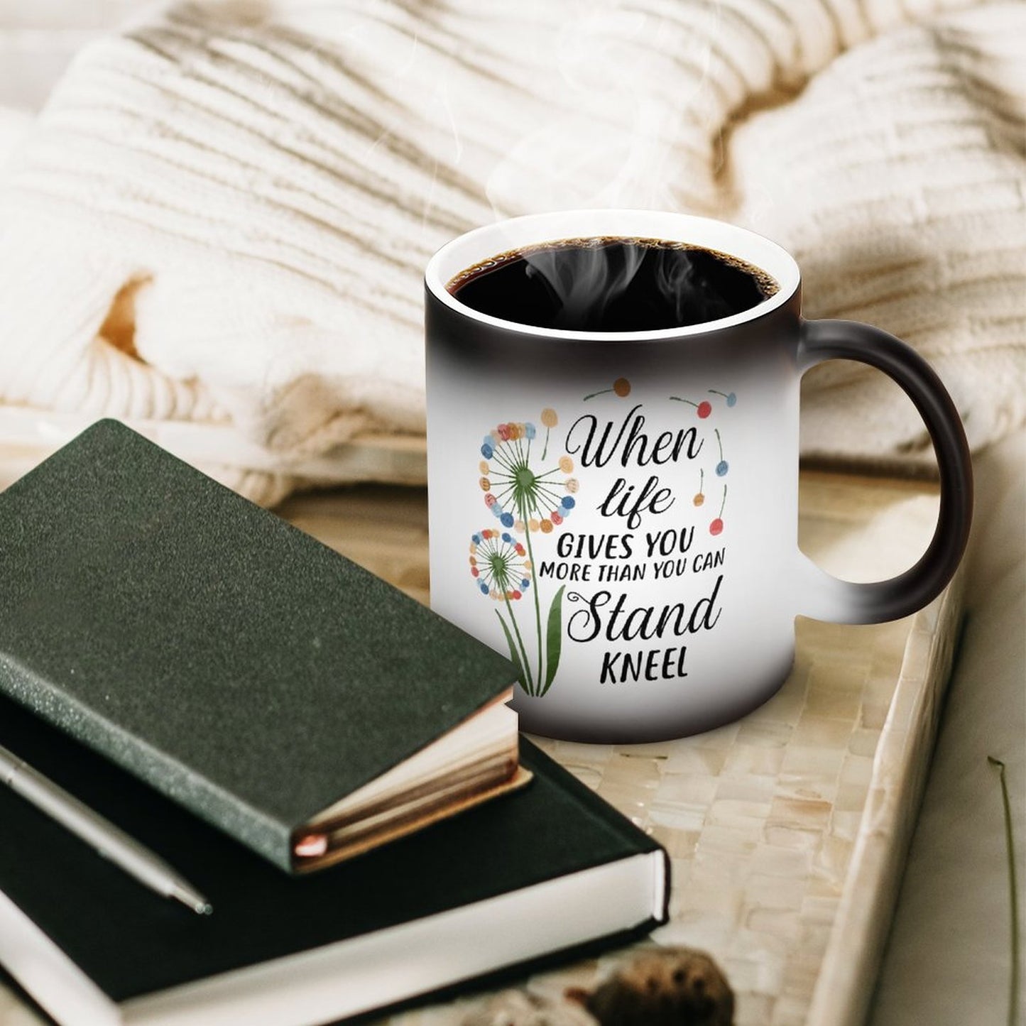 When Life Gives Yu More Than You Can Stand Kneel Christian Color Changing Mug (Dual-sided)