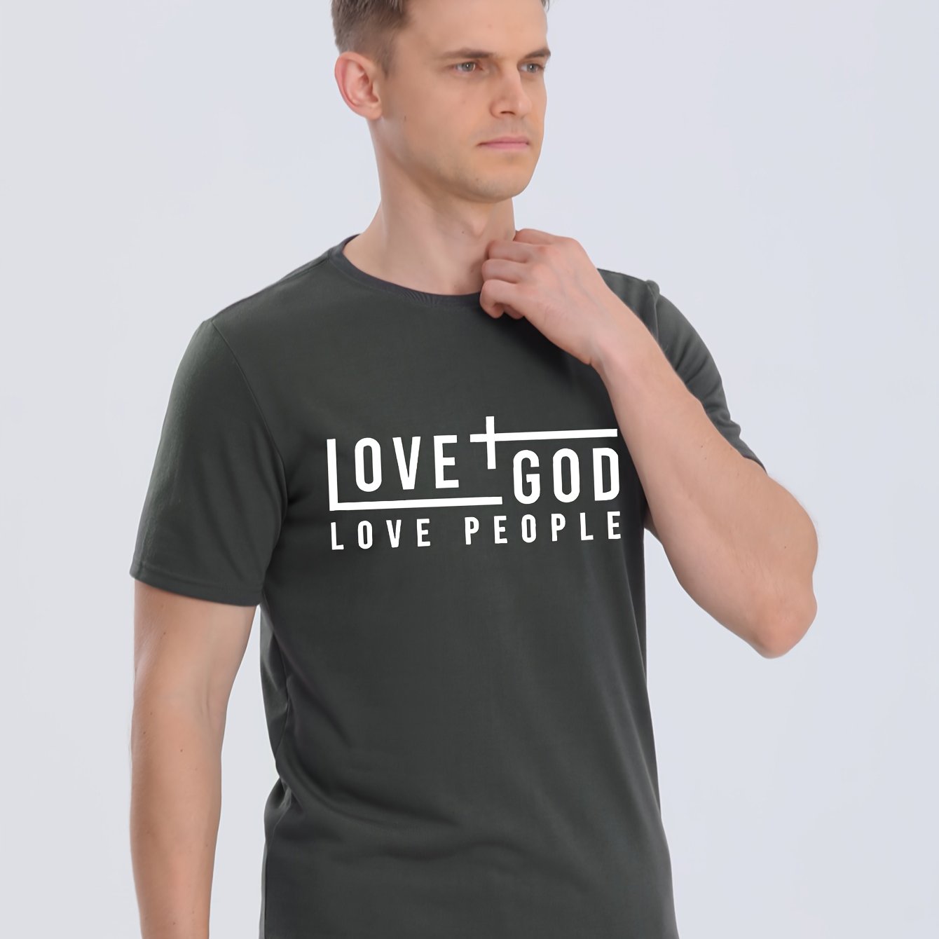 LOVE GOD LOVE PEOPLE Men's Christian T-shirt claimedbygoddesigns