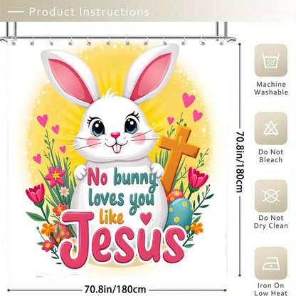 No Bunny Loves You Like Jesus Christian Waterproof Shower Curtain