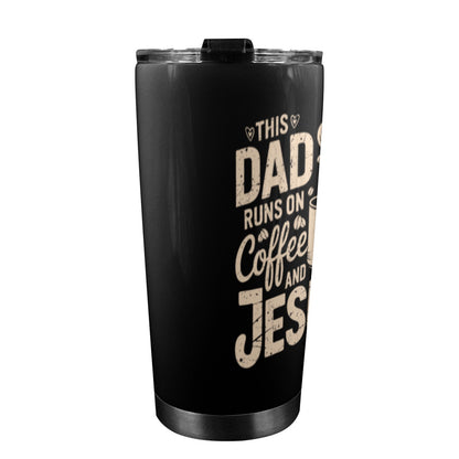 This-Dad-Runs-On-Coffee-And-Faith 20oz Mobile Tumbler with Lid (Black Lock)
