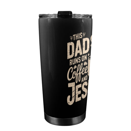 This - Dad - Runs - On - Coffee - And - Faith 20oz Mobile Tumbler with Lid (Black Lock) - ClaimedbyGodDesigns