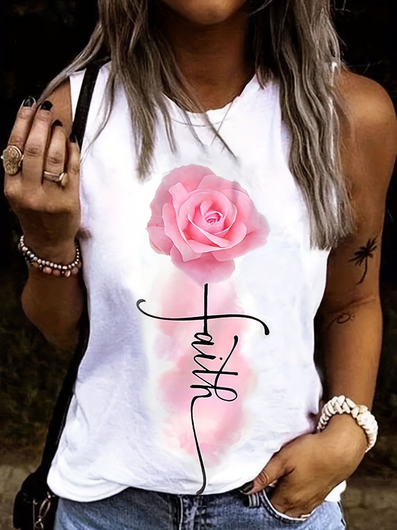 Faith (rose) Women's Christian Tank Top claimedbygoddesigns