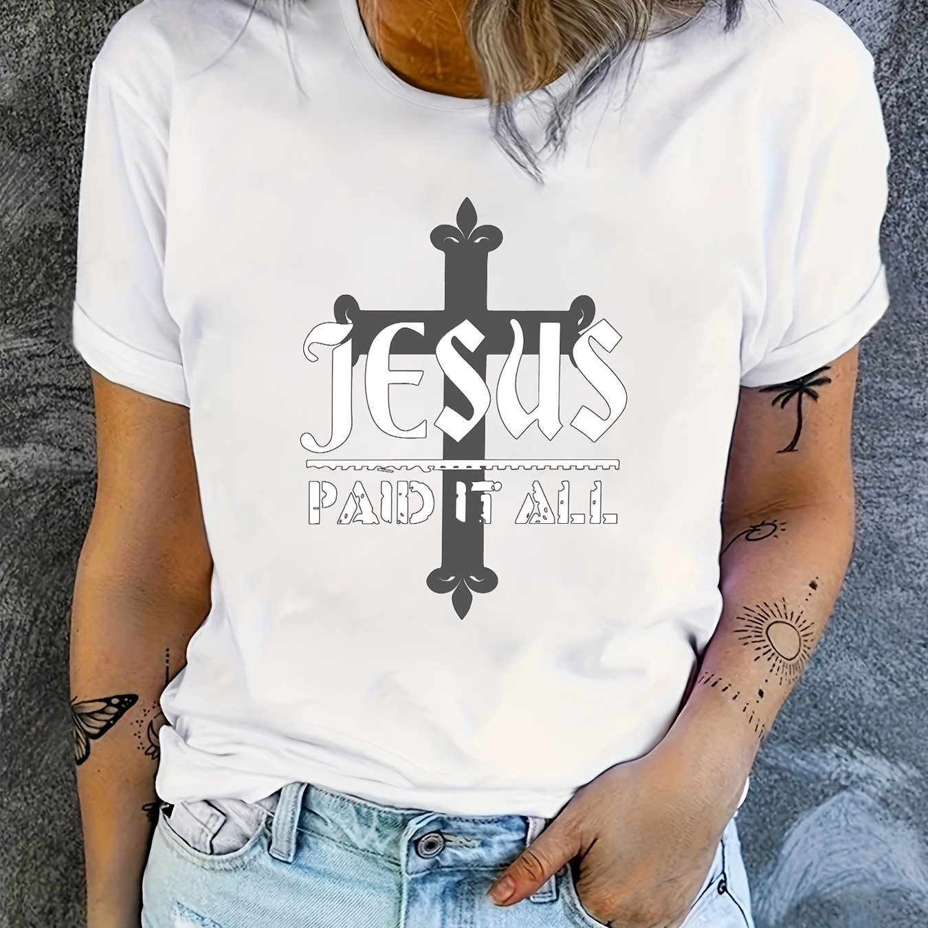 Jesus Paid It All Women's Christian T-shirt claimedbygoddesigns