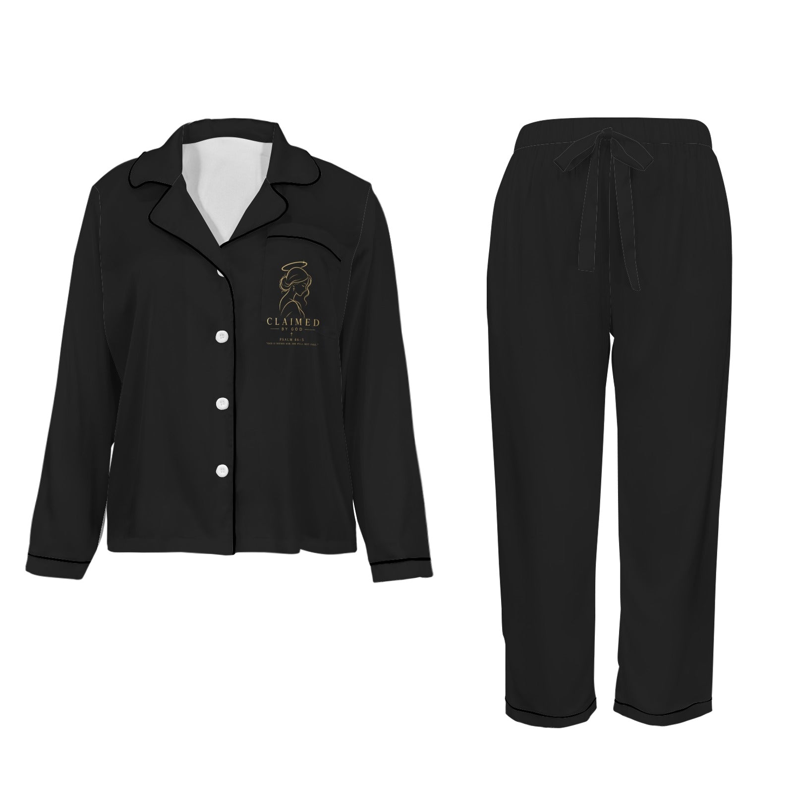 Claimed By God Women's Christian Silk Pajamas Women's Long Sleeve Satin Pajama Set - ClaimedbyGodDesigns