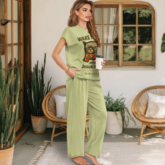Wake Me Up When He's Here Funny Women's Christian Pajamas - ClaimedbyGodDesigns