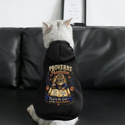 Proverbs Purrfection Christian Pet Hooded Pullover Sweatshirt Cat Hoodie Warm, Soft & Breathable - ClaimedbyGodDesigns