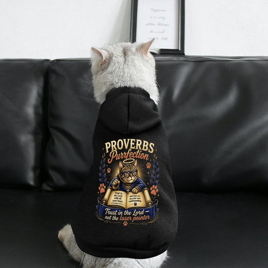Proverbs Purrfection Christian Pet Hooded Pullover Sweatshirt Cat Hoodie Warm, Soft & Breathable - ClaimedbyGodDesigns