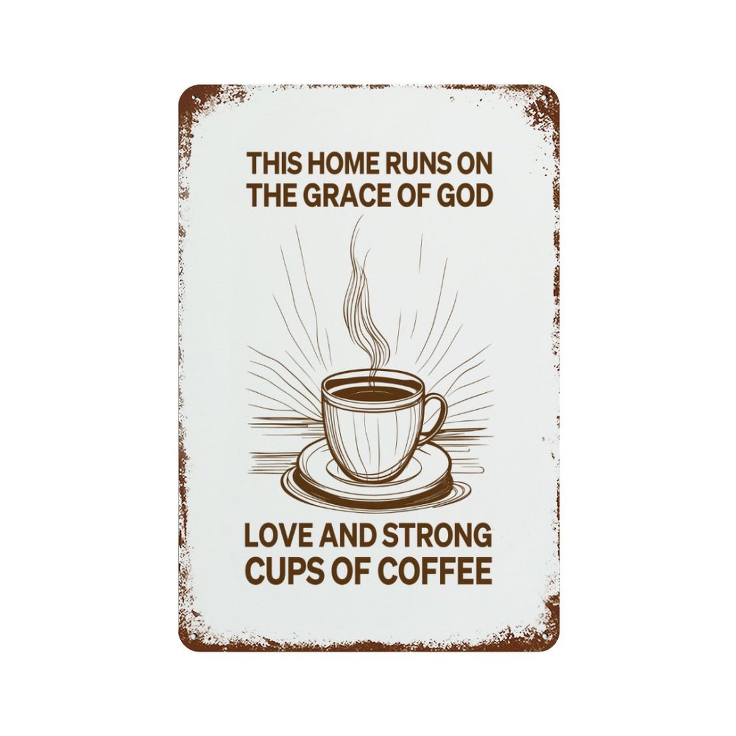 Grace and Coffee Christian Rusted Vintage Metal Wall Art Tin Sign-11.8"x7.9"/ 30x20cm