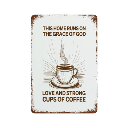 Grace and Coffee Christian Rusted Vintage Metal Wall Art Tin Sign-11.8"x7.9"/ 30x20cm