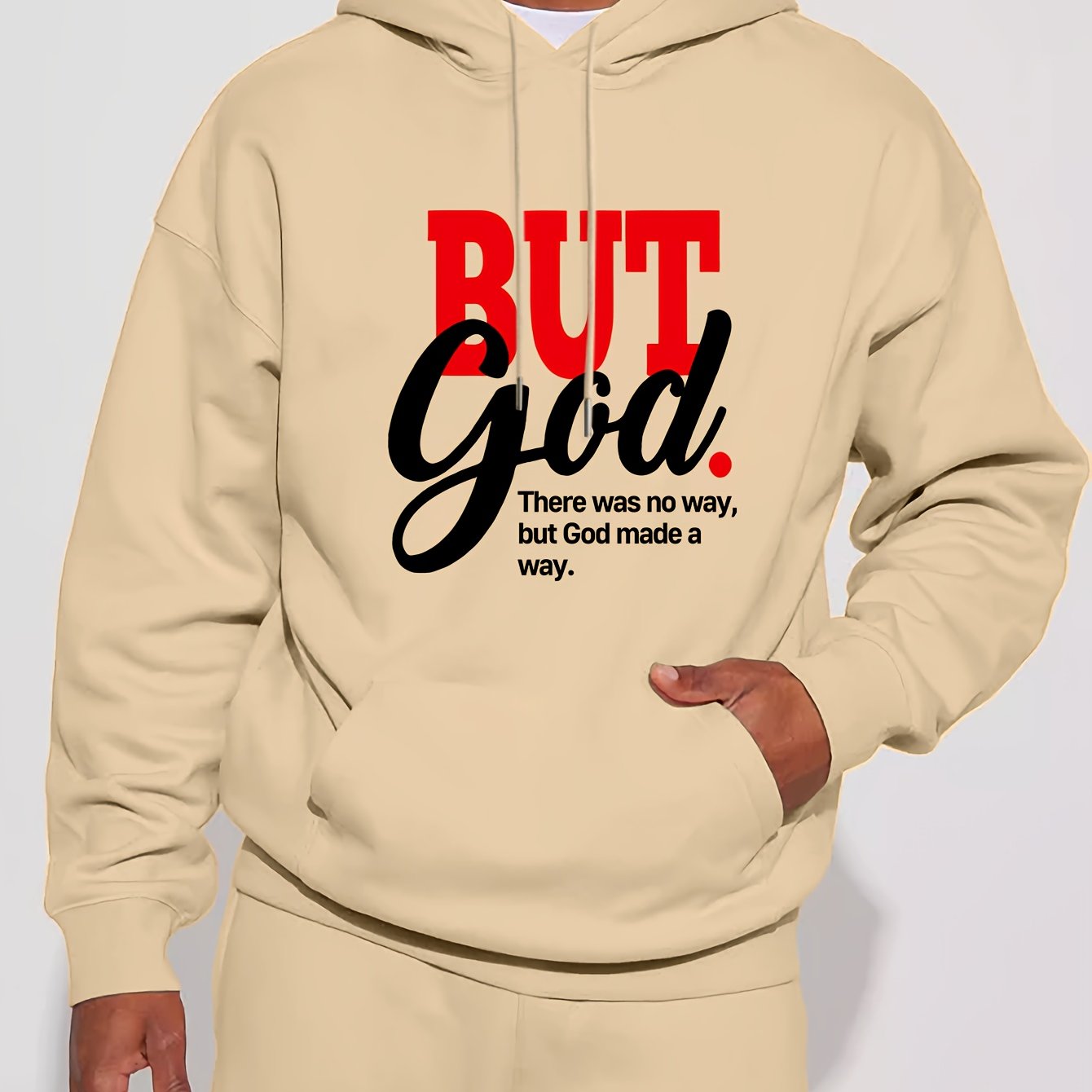 But God There Was No Way But God Made A Way Men's Christian Pullover Hooded Sweatshirt claimedbygoddesigns