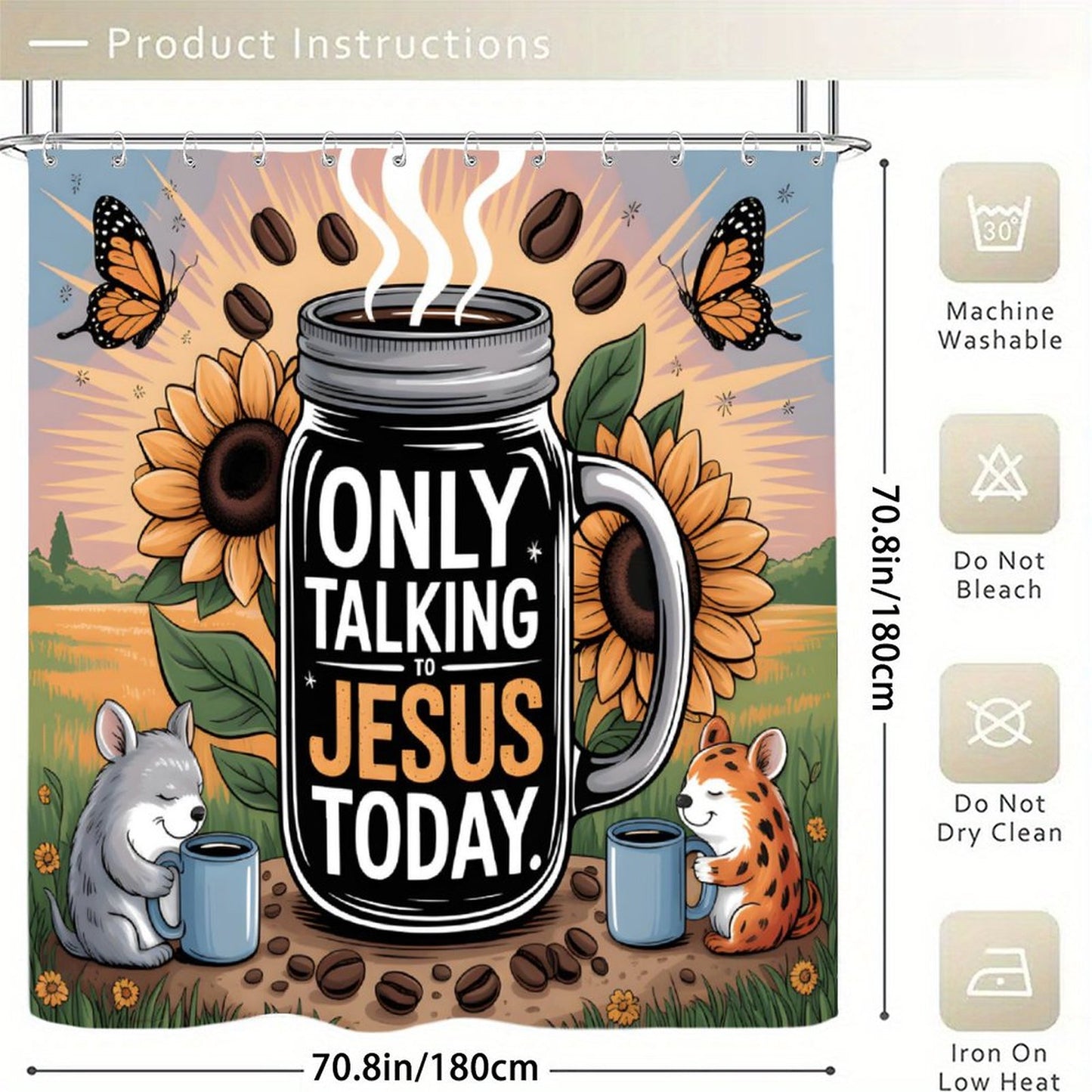 Only Talking To Jesus Today Christian Waterproof Shower Curtain