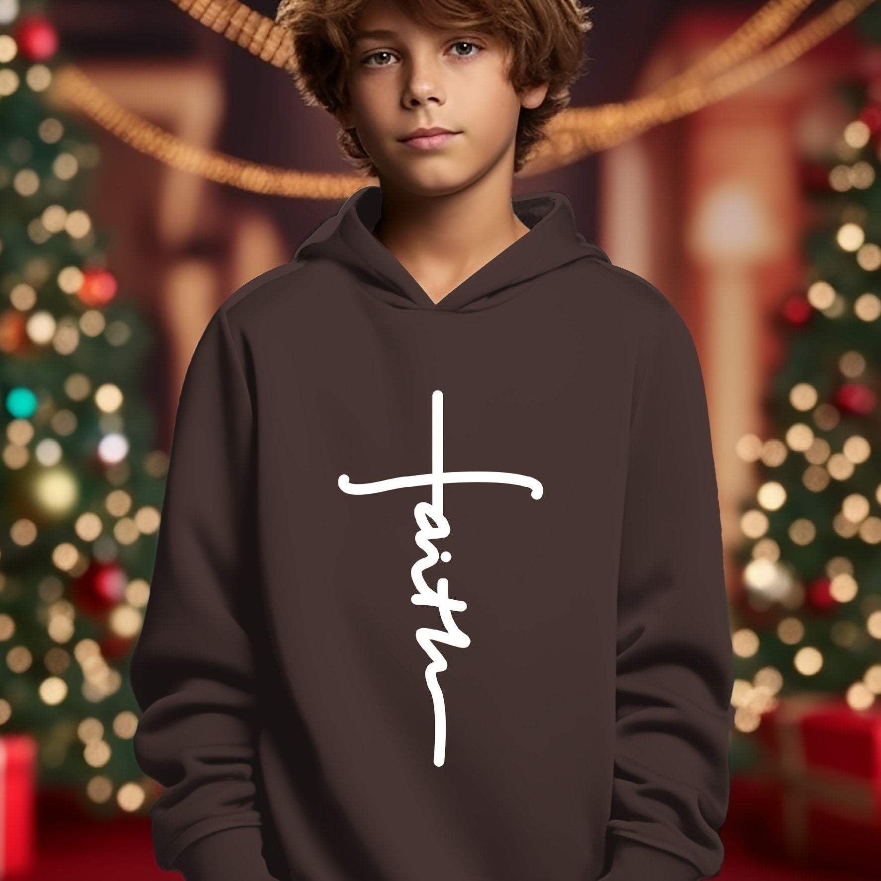 FAITH Youth Christian Pullover Hooded Sweatshirt claimedbygoddesigns