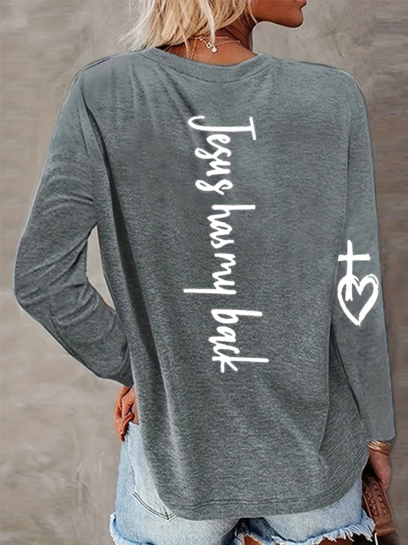 JESUS Has My Back Women's Christian Pullover Sweatshirt claimedbygoddesigns