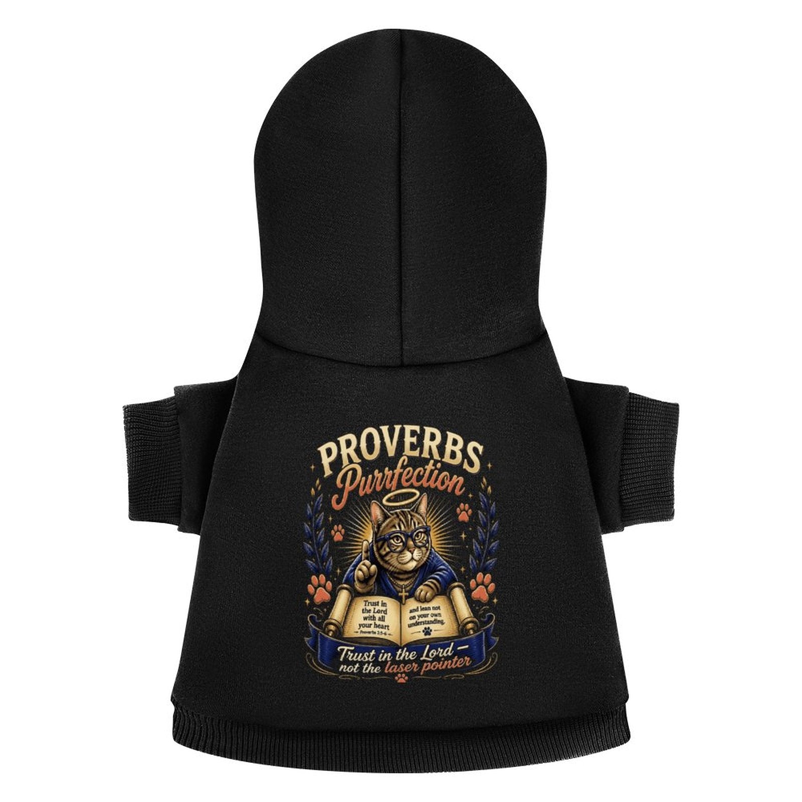 Proverbs Purrfection Christian Pet Hooded Pullover Sweatshirt Cat Hoodie Warm, Soft & Breathable - ClaimedbyGodDesigns