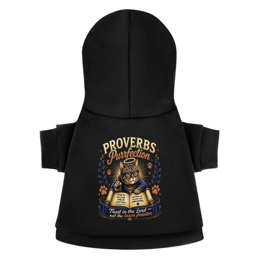 Proverbs Purrfection Christian Pet Hooded Pullover Sweatshirt Cat Hoodie Warm, Soft & Breathable - ClaimedbyGodDesigns