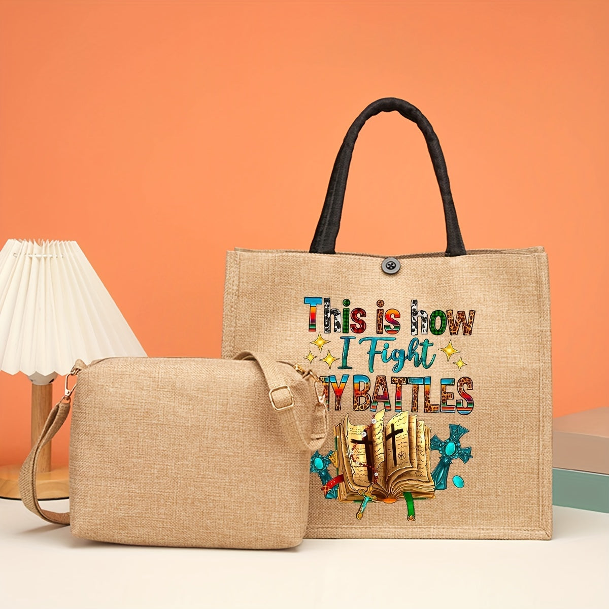 This Is How I Fight My Battles Tote Bag (2pcs) claimedbygoddesigns