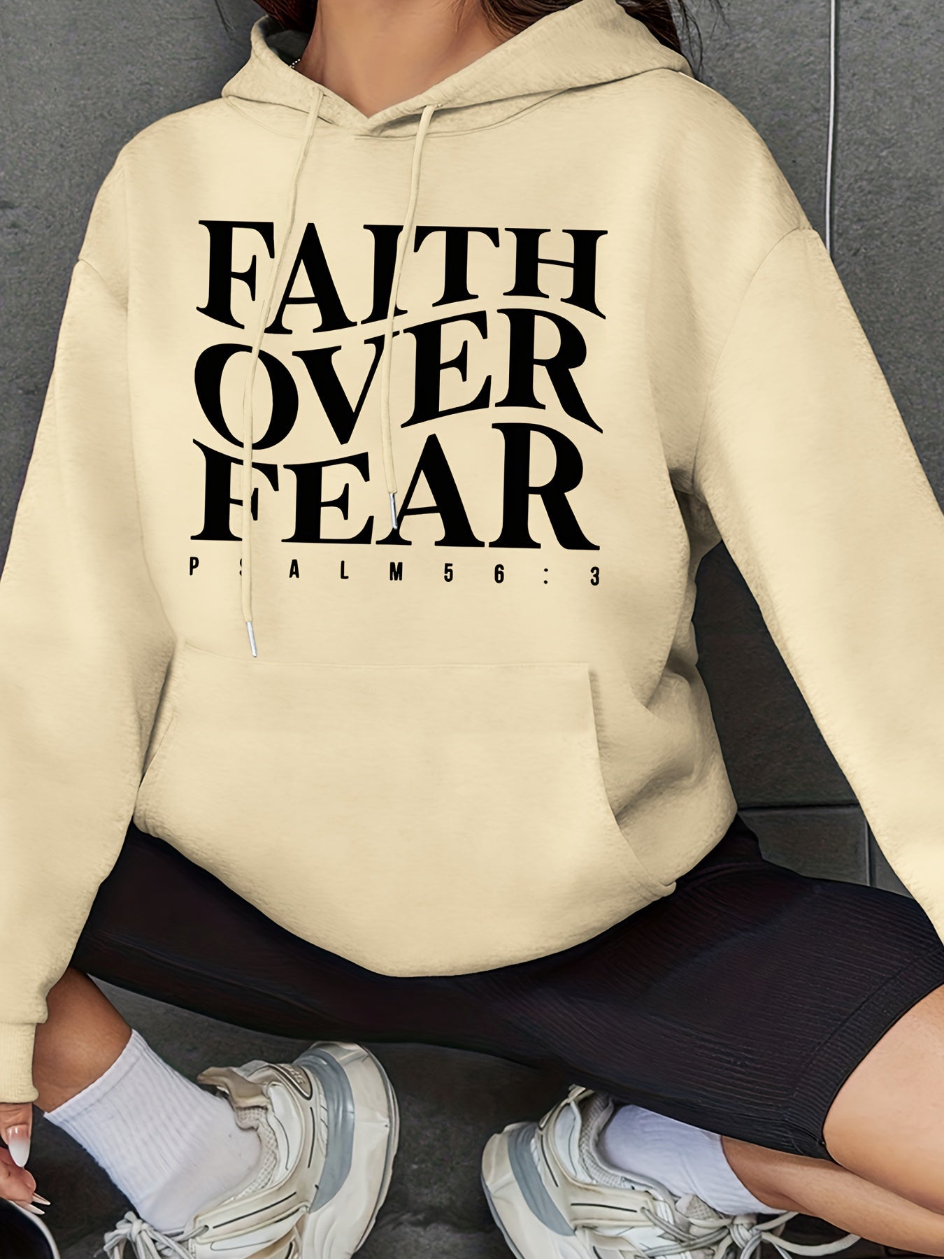 Faith Over Fear Women's Christian Pullover Hooded Sweatshirt claimedbygoddesigns