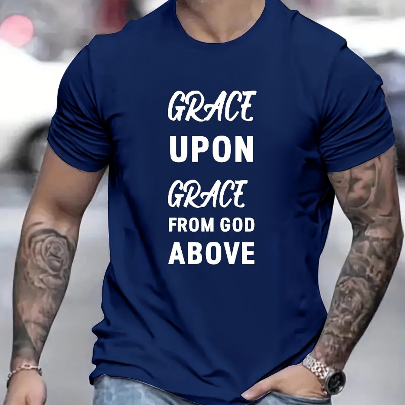 Grace Upon Grace From God Above Men's Christian T-shirt claimedbygoddesigns