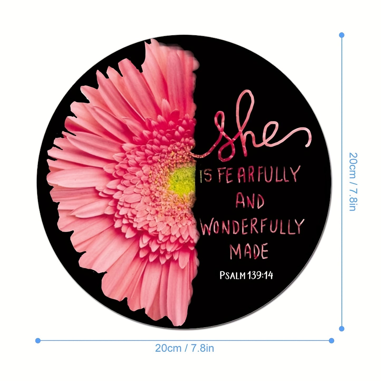 Psalm 139:14 She Is Fearfully & Wonderfully Made Christian Computer Mouse Pad 7.8*7.8*0.12inch/ 20*20*0.3cm claimedbygoddesigns