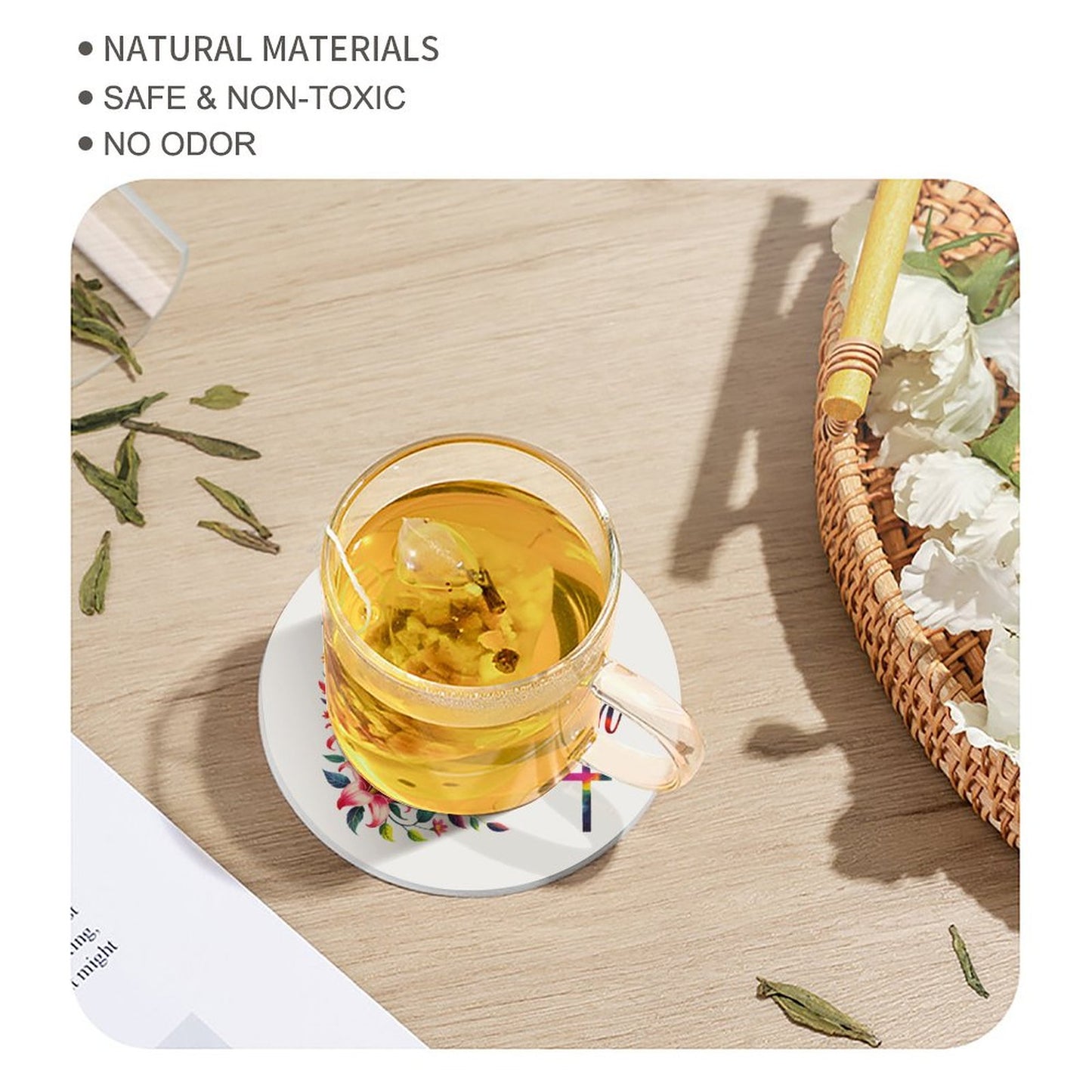 He Is My Strength Christian Round Ceramic Coaster - ClaimedbyGodDesigns