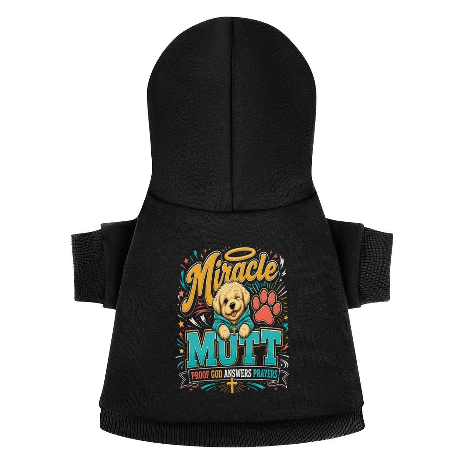 Miracle Mutt Proof God Answers Prayers Christian Pet Hooded Pullover Sweatshirt Dog Hoodie Warm, Soft & Breathable - ClaimedbyGodDesigns