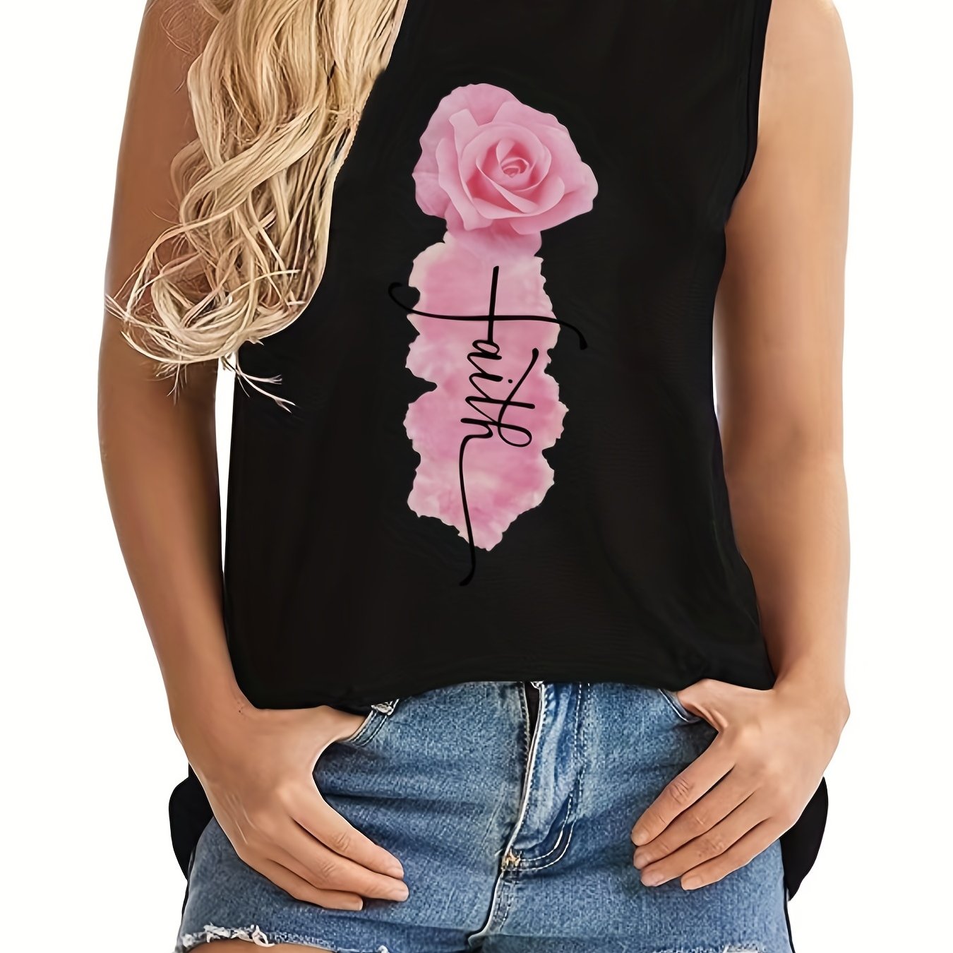 Faith (rose) Women's Christian Tank Top claimedbygoddesigns