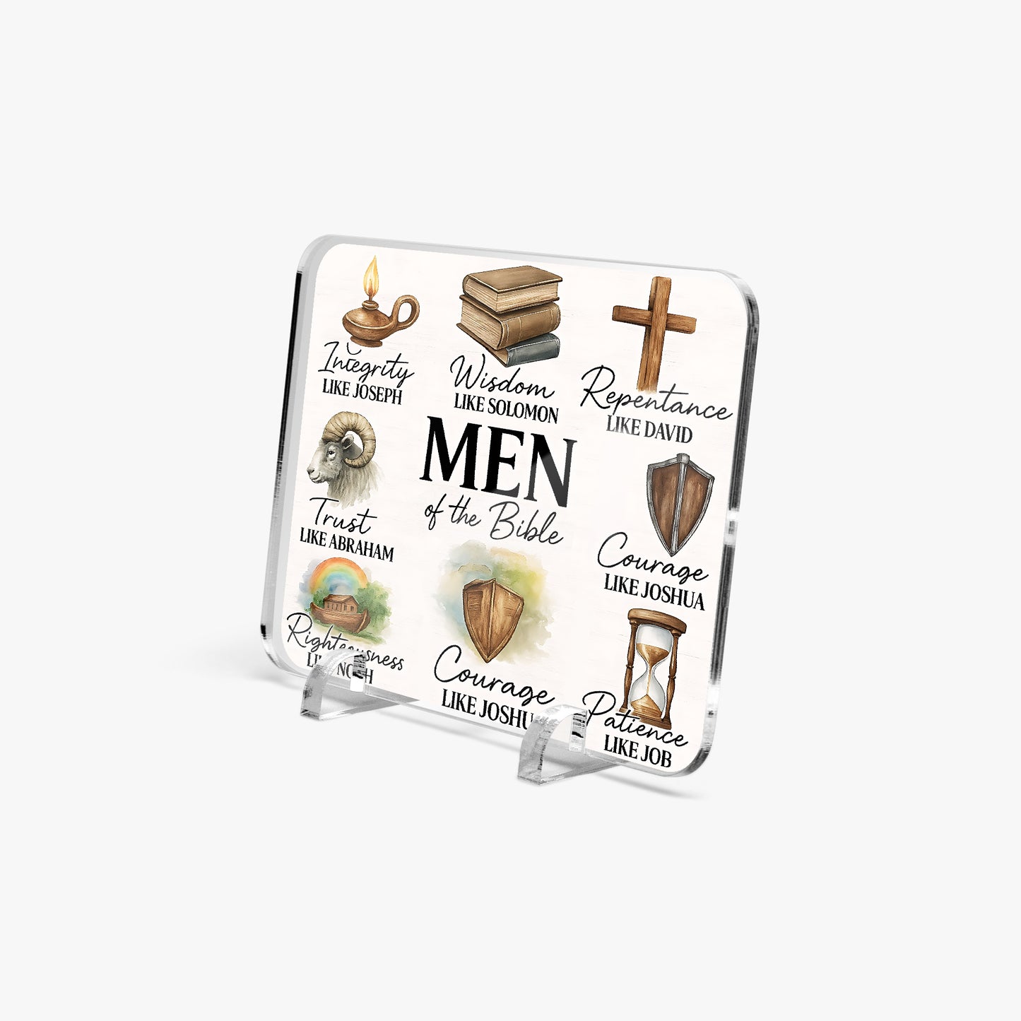 Men Of The Bible Christian Acrylic Plaque with Stand - Rectangle - ClaimedbyGodDesigns
