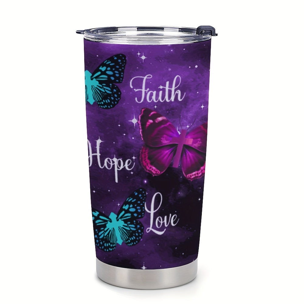 Faith  Hope Love Christian Insulated Stainless Steel Tumbler 20oz Cup claimedbygoddesigns