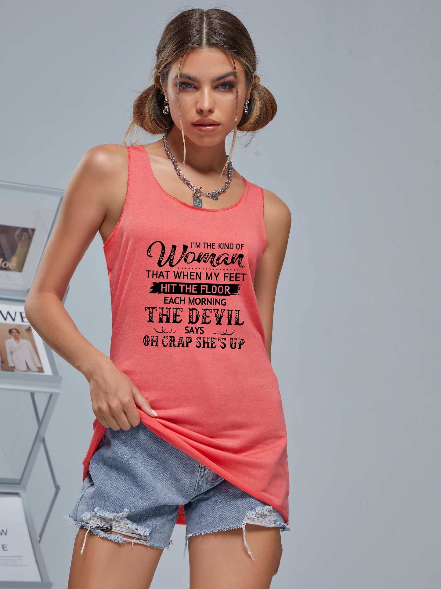 The Devil Says Oh Crap She's Up Women's Christian Tank Top claimedbygoddesigns