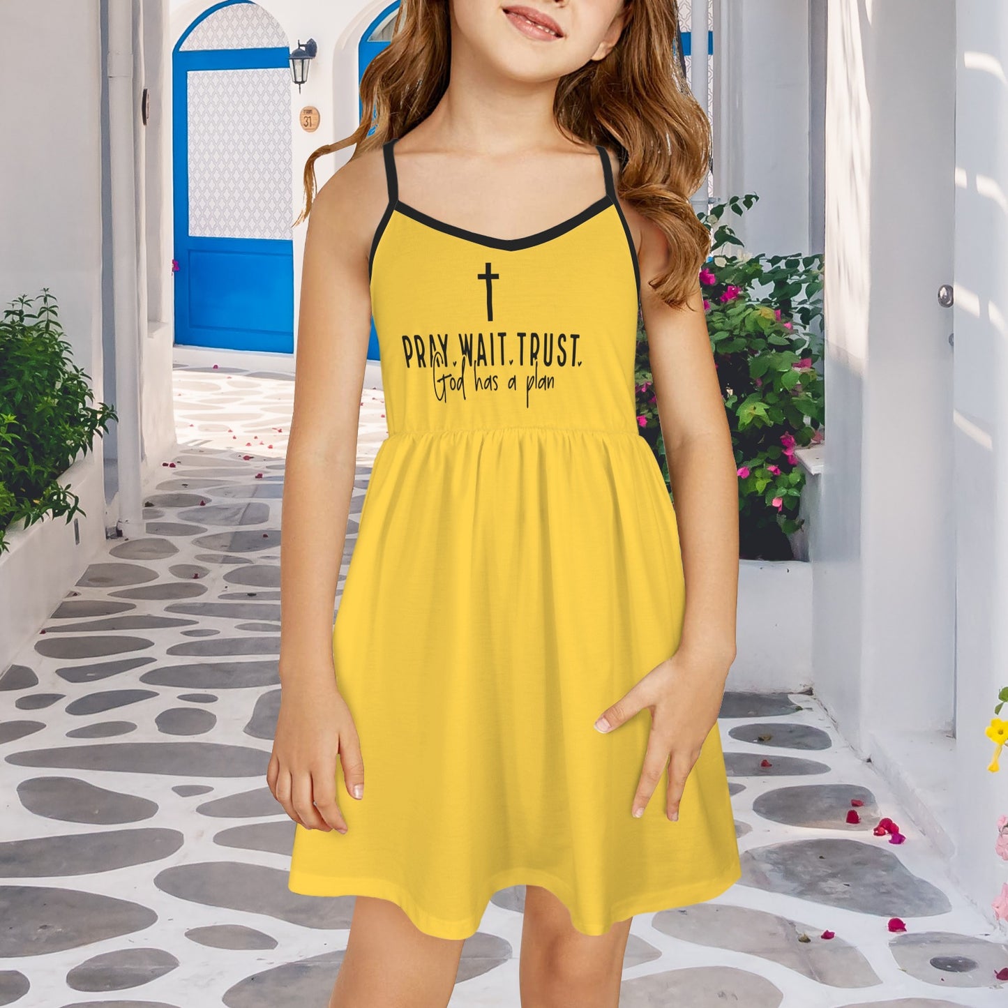 Pray Wait Trust Youth | Christian V-Neck Cami Girls' Casual Dress