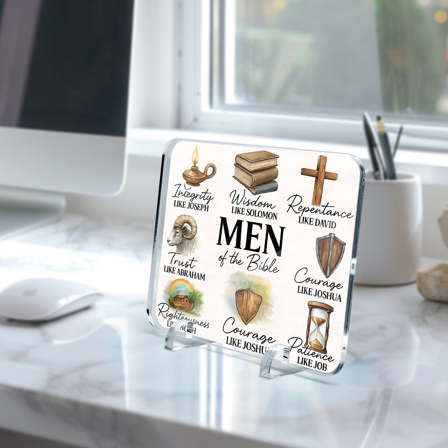 Men Of The Bible Christian Acrylic Plaque with Stand - Rectangle - ClaimedbyGodDesigns