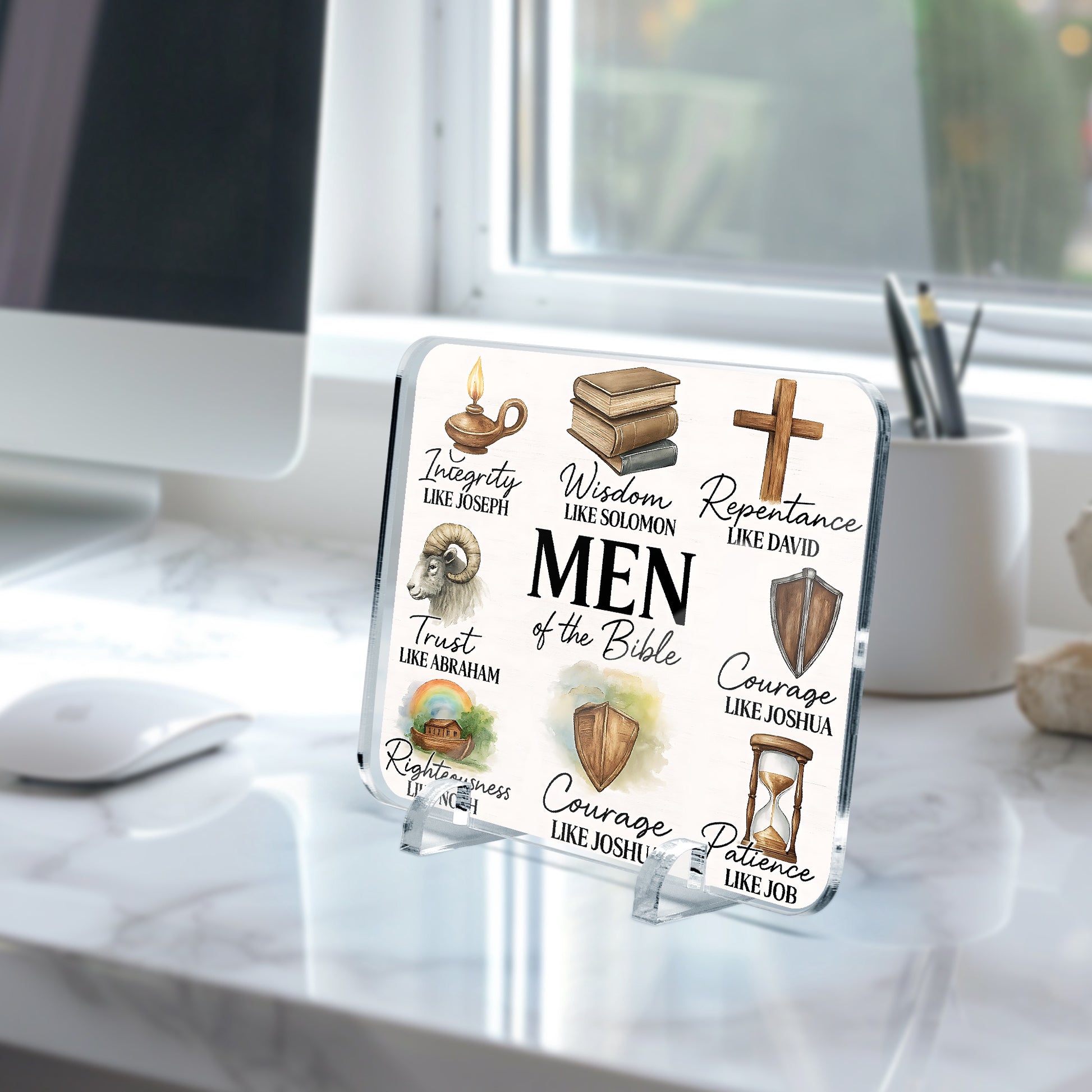 Men Of The Bible Christian Acrylic Plaque with Stand - Rectangle - ClaimedbyGodDesigns