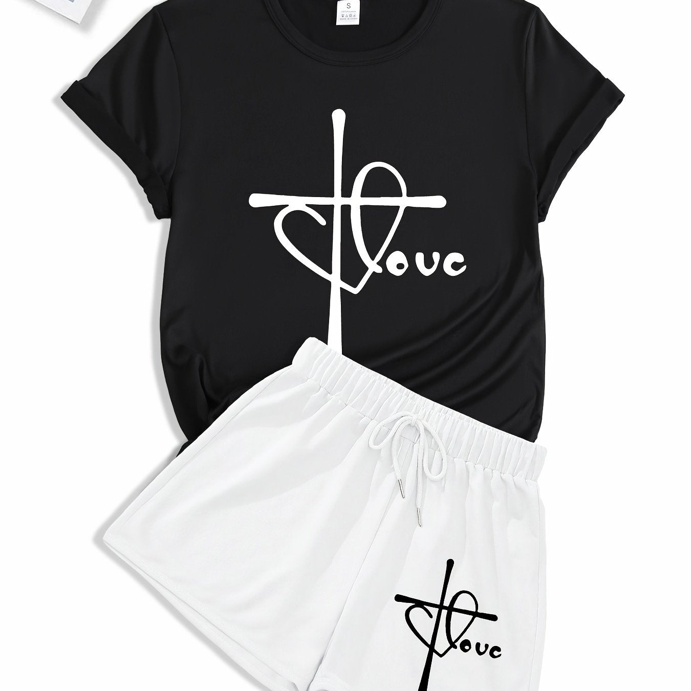 Love Cross In Heart Women's Christian Casual Outfit claimedbygoddesigns