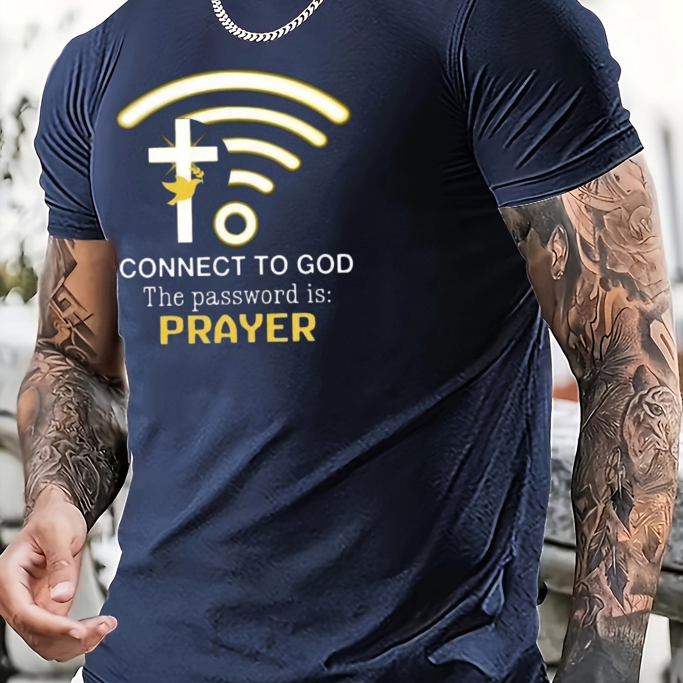 Connect To God The Password Is Prayer Men's Christian T-shirt claimedbygoddesigns