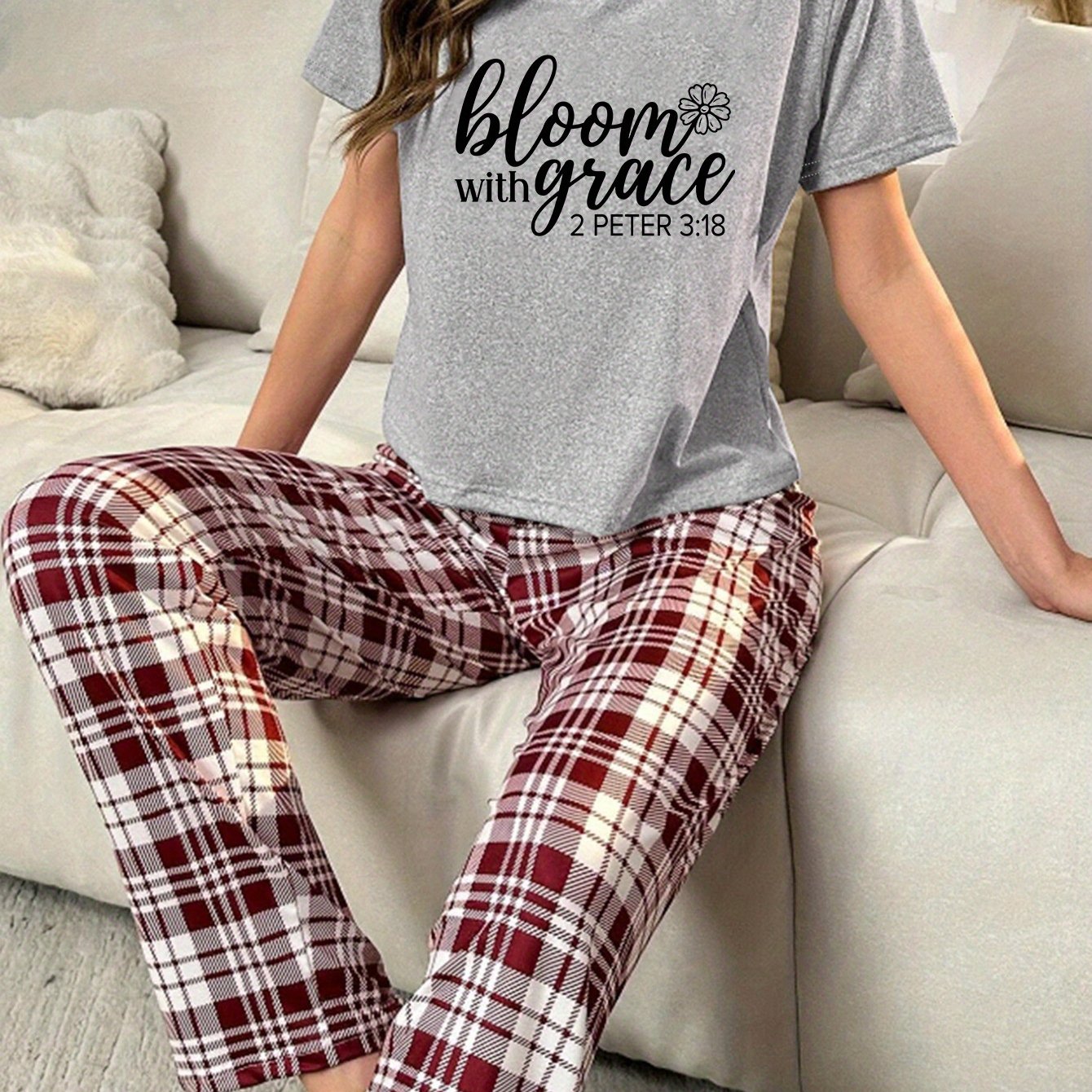 Bloom In Grace Women's Christian Pajama Set claimedbygoddesigns