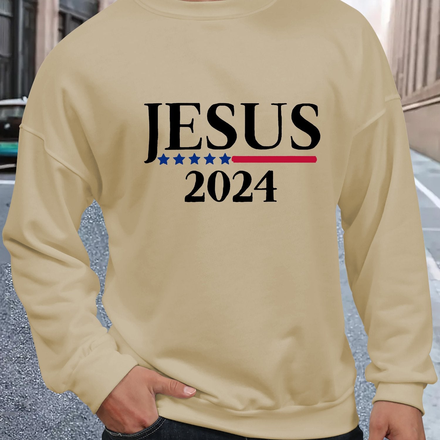 JESUS 2024 Men's Christian Pullover Sweatshirt claimedbygoddesigns
