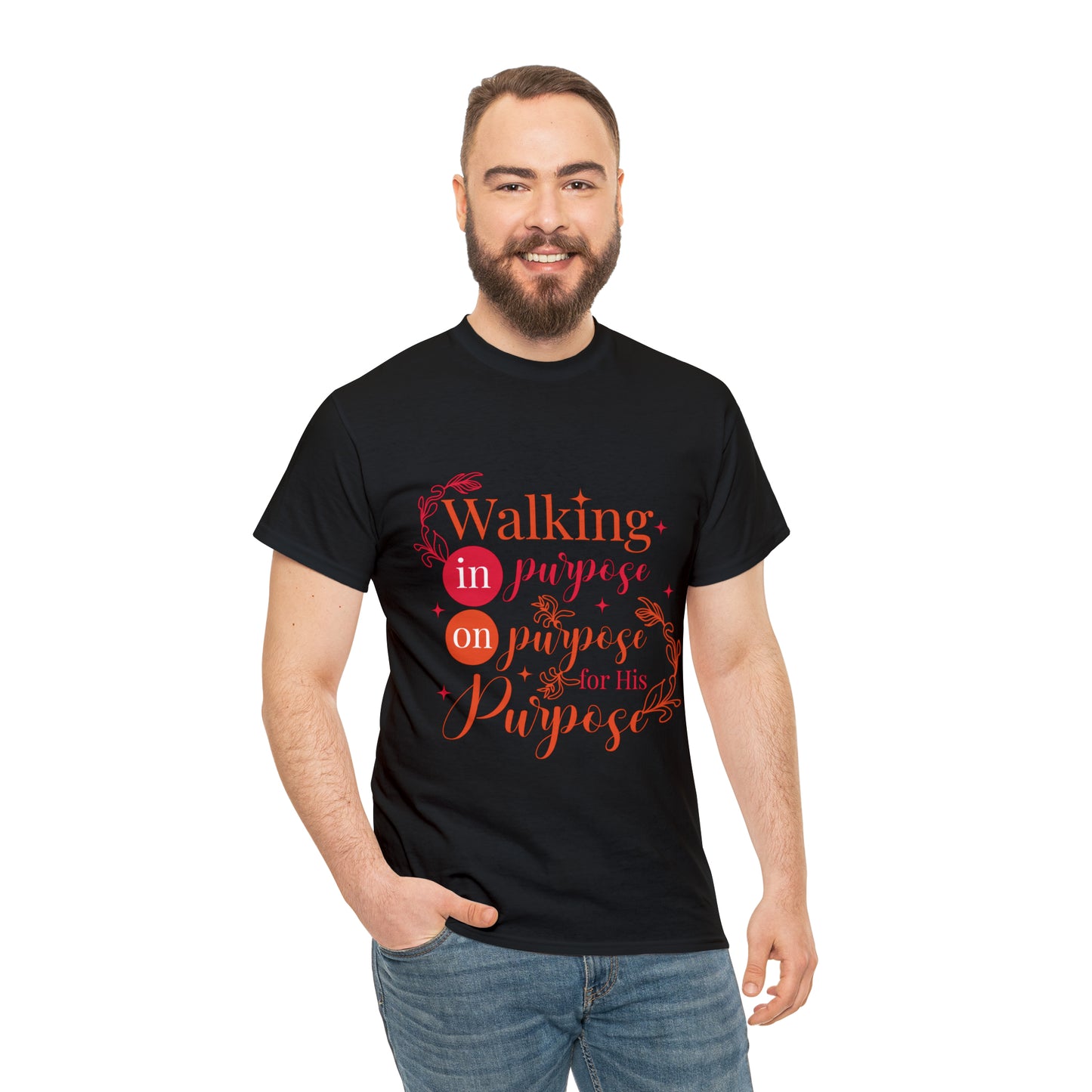 Walking In Purpose On Purpose For His Purpose Unisex Heavy Cotton Tee