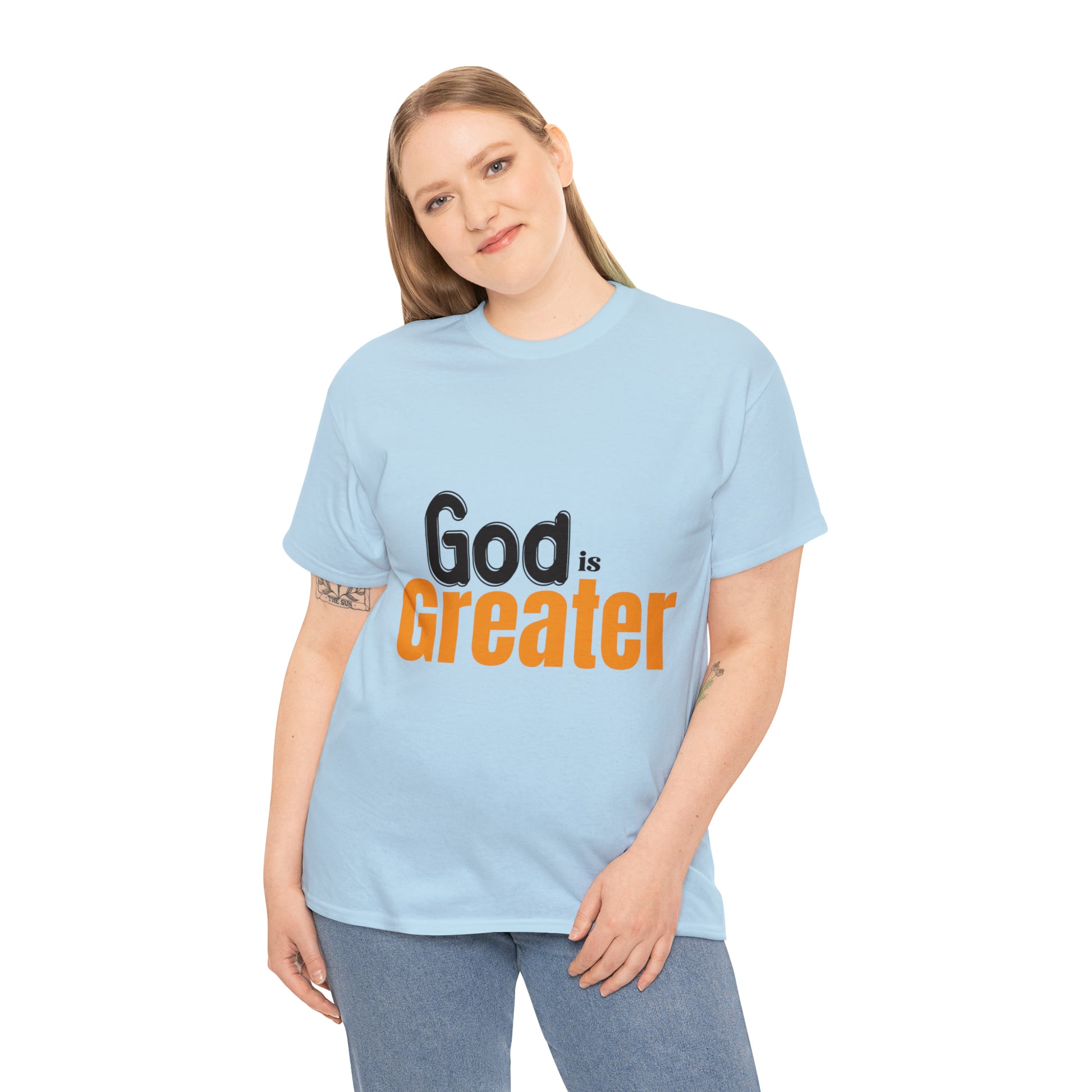 God Is Greater Unisex Heavy Cotton Tee Printify