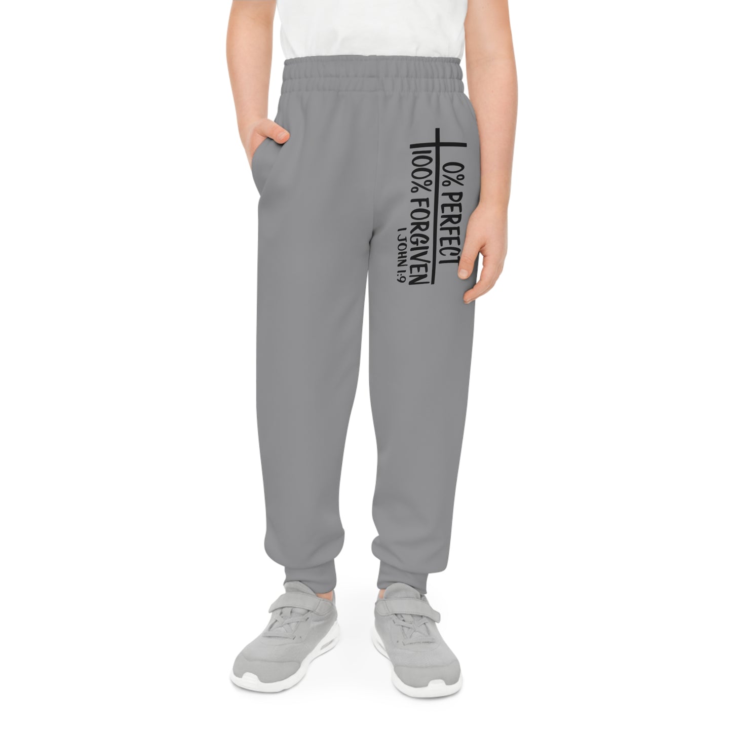 Zero Percent Perfect One Hundred Percent Forgiven Youth Christian Sweatpants (Joggers)