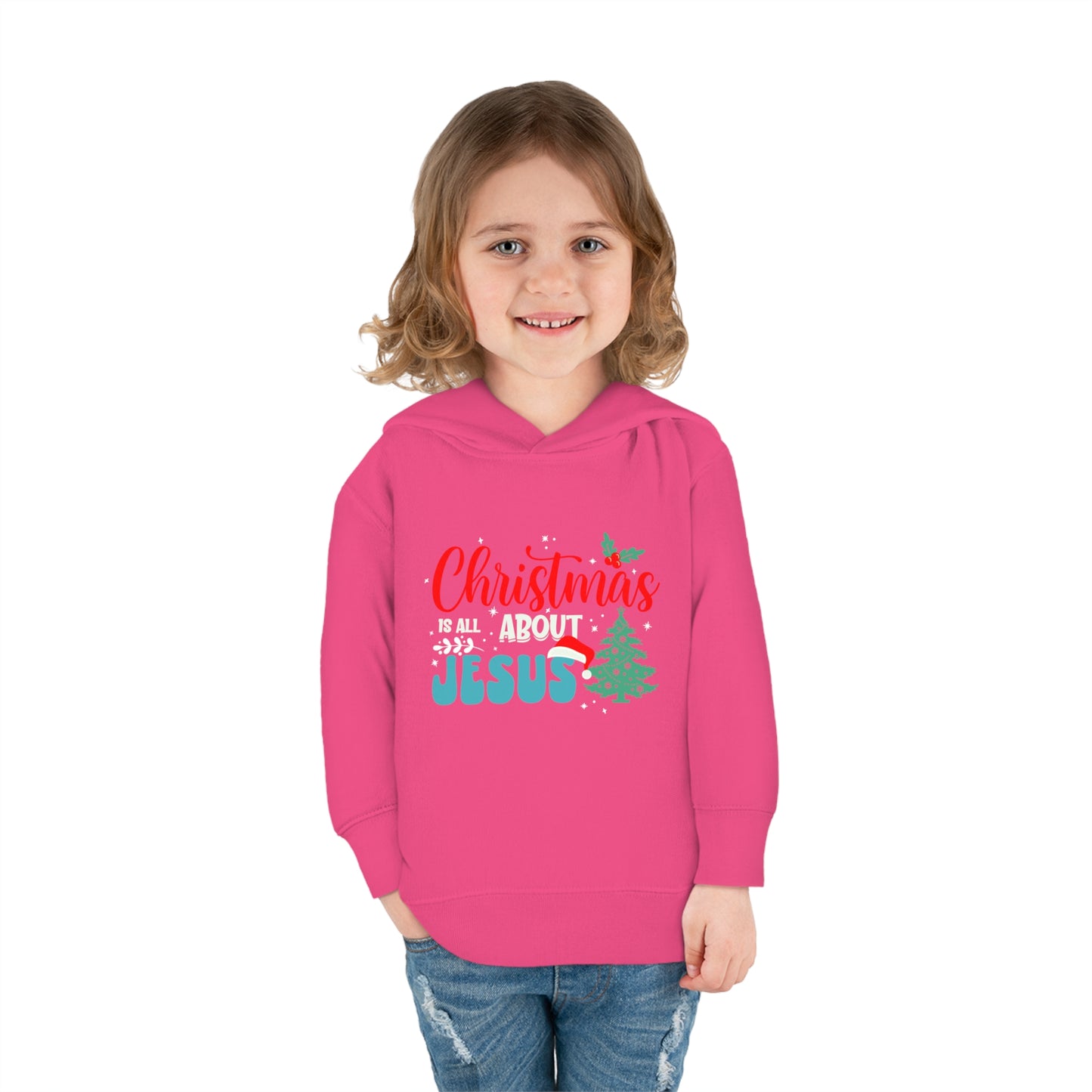 Christmas Is All About Jesus (Christmas Themed) Christian Toddler Pullover Fleece Hooded Sweatshirt