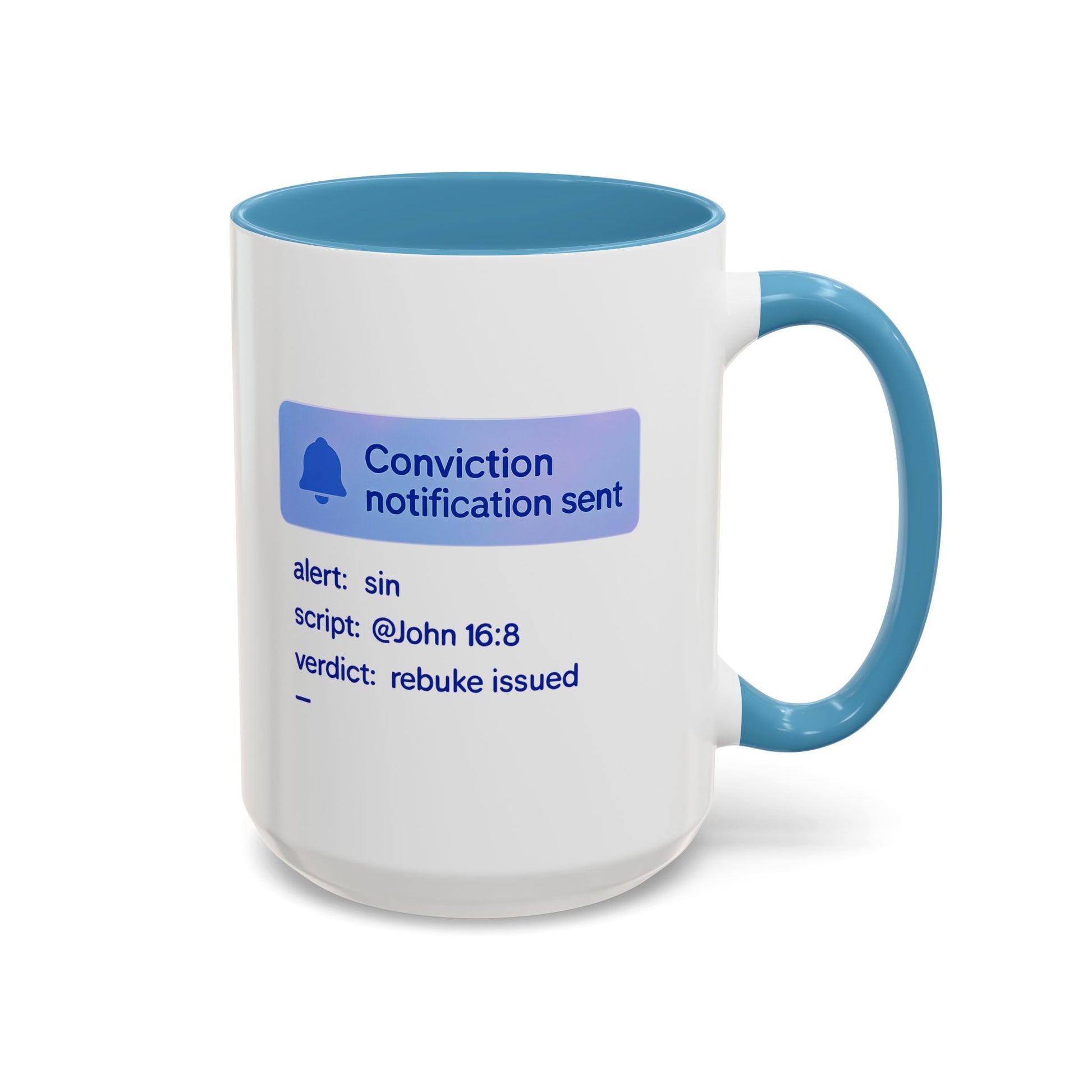 Conviction Notification Accent Coffee Mug - Unique Gift for Christians, Bible Study, Inspirational Drinkware, Alert and Verdict Theme - ClaimedbyGodDesigns