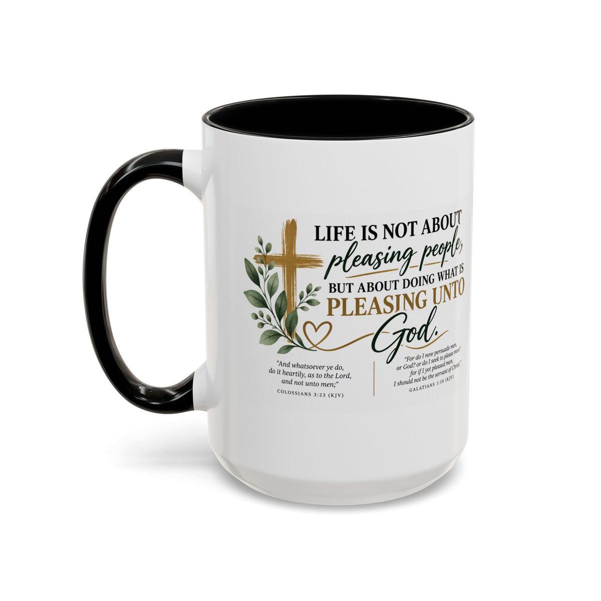Christian Coffee Mug – "Pleasing Unto God" Inspirational Accent Mug (11/15oz)