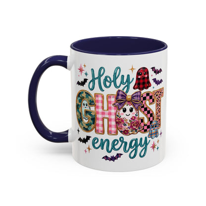 Accent Christian Coffee Mug — "Holy Ghost Energy" Halloween Cute Spooky Ceramic Mug (11/15oz)