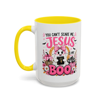 You Can’t Scare Me Jesus Is My Boo Coffee Mug — Halloween Christian Accent Mug