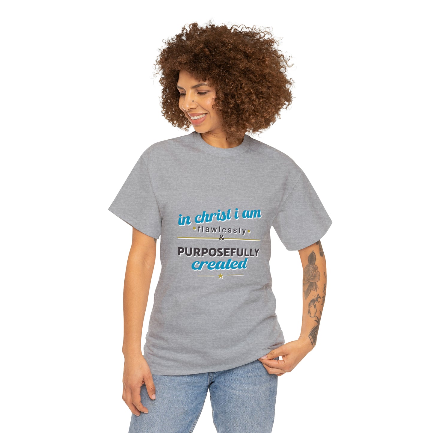 In Christ I Am Flawlessly & Purposefully Created Unisex Heavy Cotton Tee