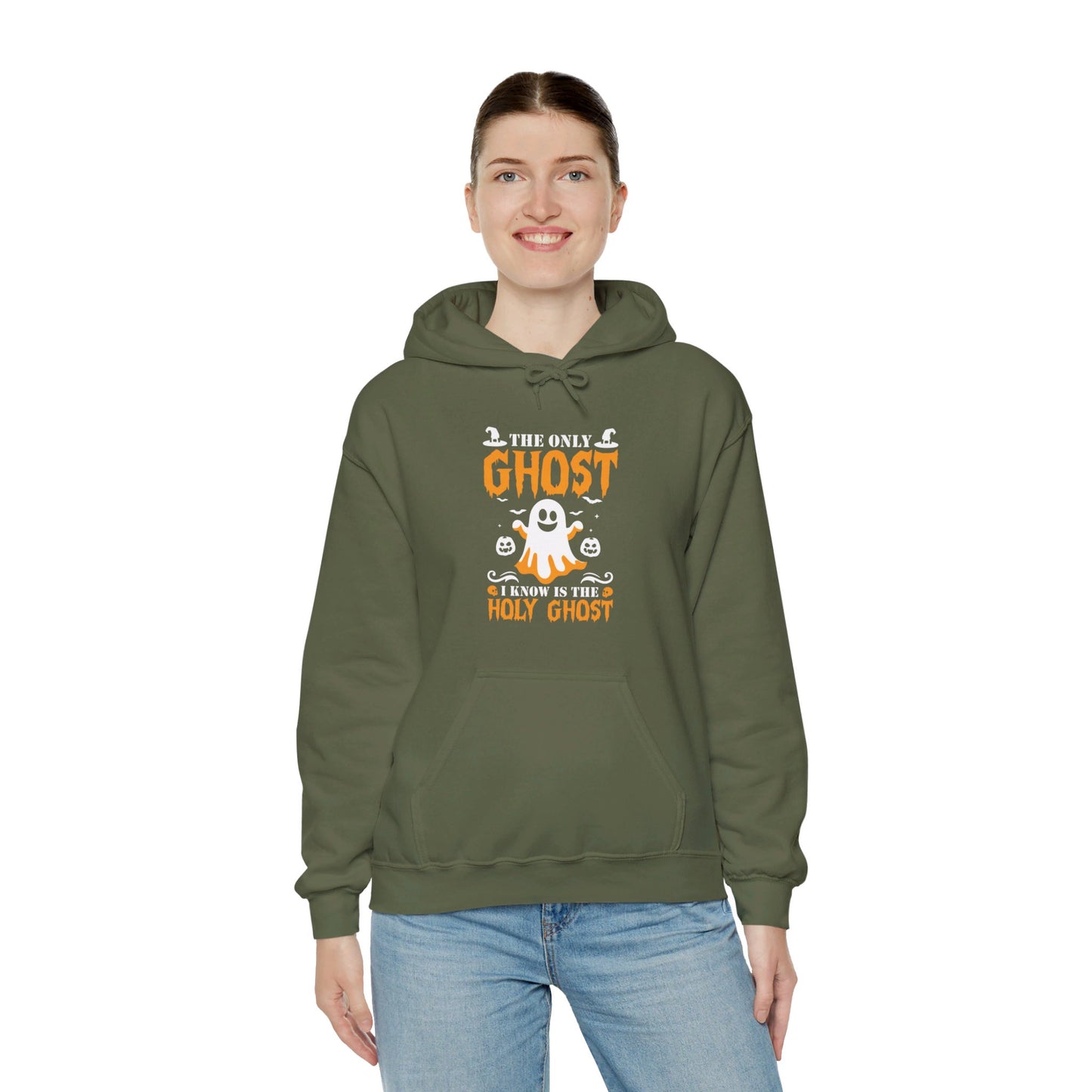 The Only Ghost I Know Is The Holy Ghost Halloween Unisex Christian Pullover Hooded Sweatshirt