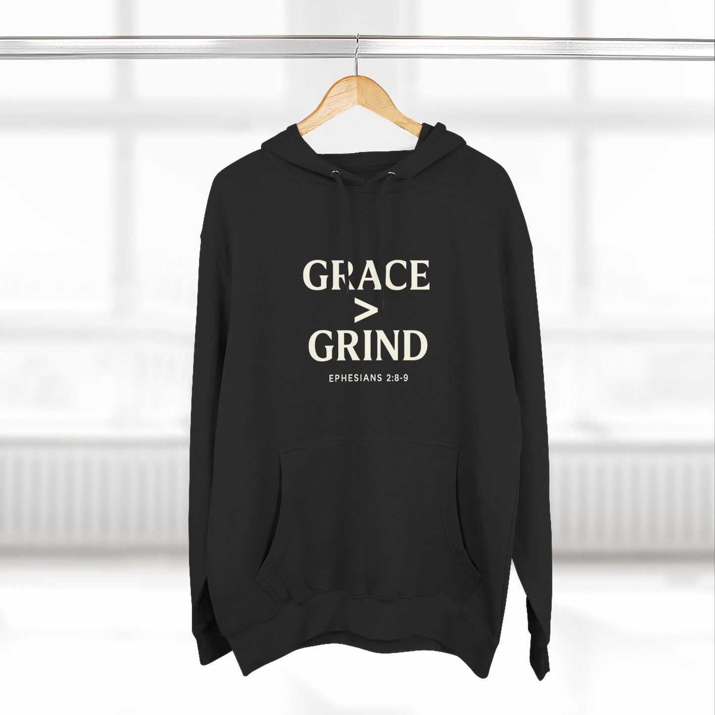 Grace > Grind Unisex Christian Hooded Sweatshirt - Inspirational Fleece Pullover Hoodie for Motivation, Perfect for Gifts, Casual Wear, Fitness, Spirituality - ClaimedbyGodDesigns