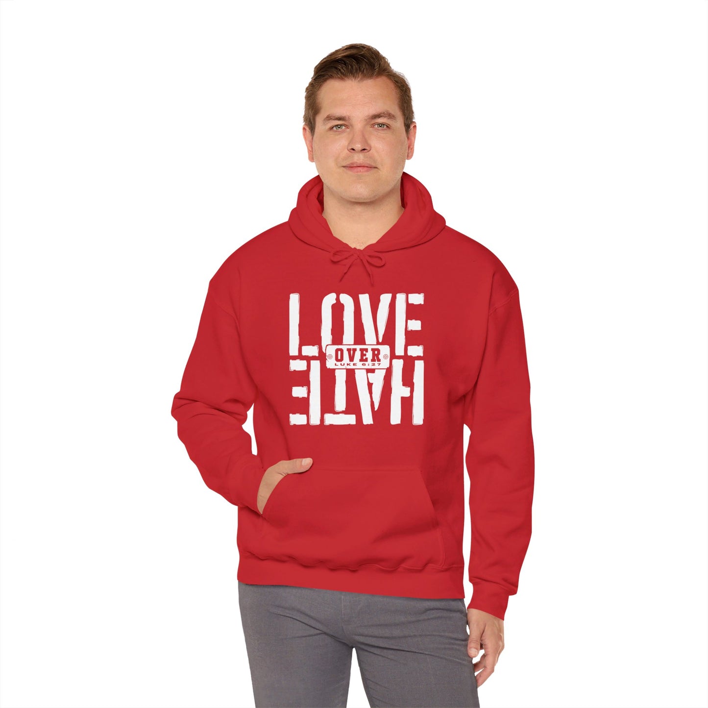 Love Over Hate Unisex Christian Pullover Hooded Sweatshirt